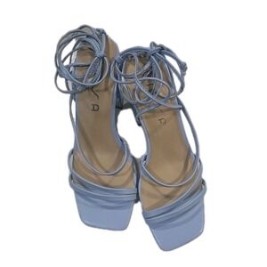 Unisa Light Purple Blue Periwinkle Lace-Up Block Heel Sandals Size 7M